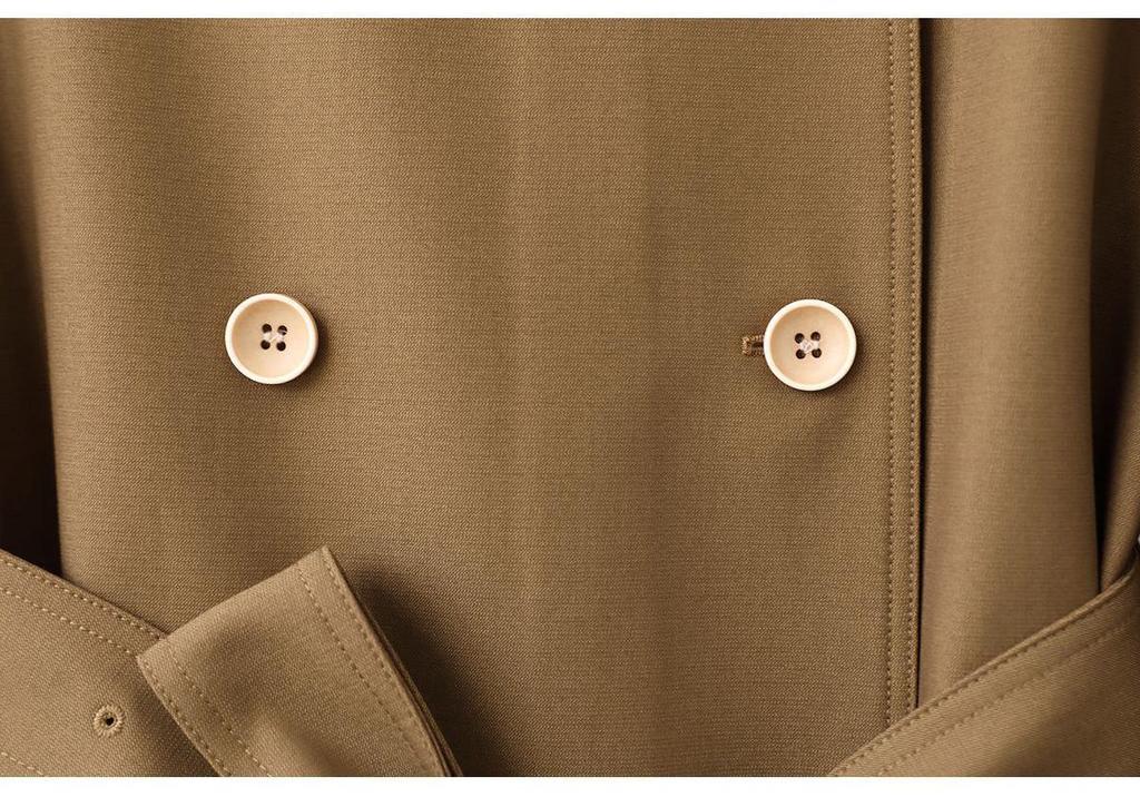 2026 Spring Women's British Style Double-Breasted Belted Trench Coat