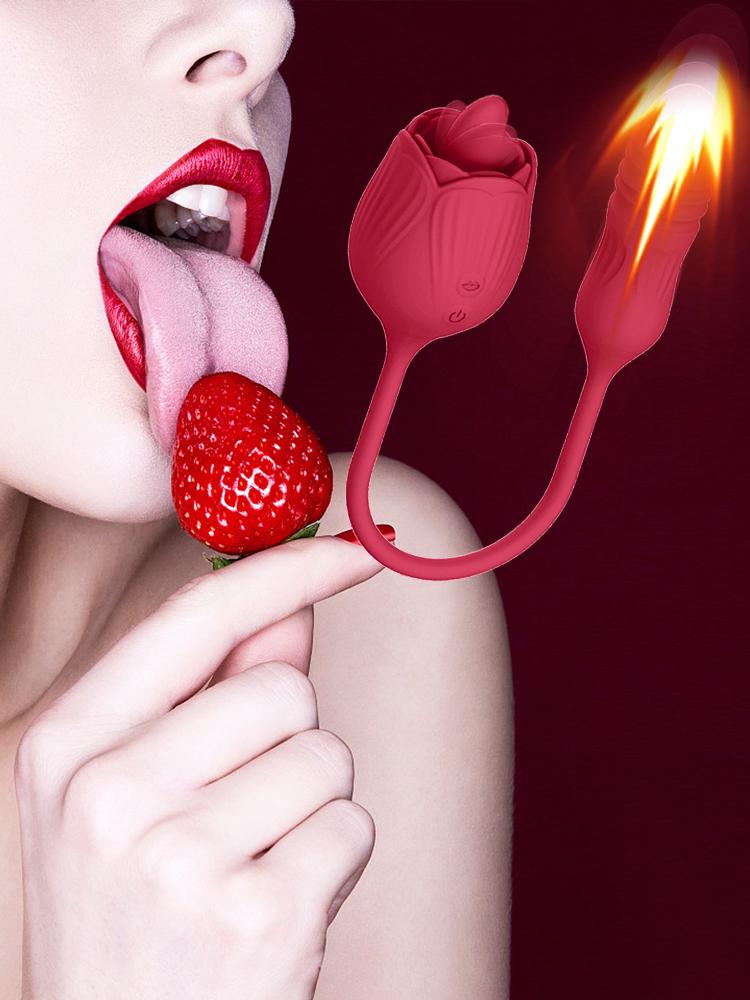 Sucking Vibrator Egg Female Clitoris Stimulator Oral Tongue Licking Rose Dildo Vibrating Thrusting Sex Toys for Women Adults 18