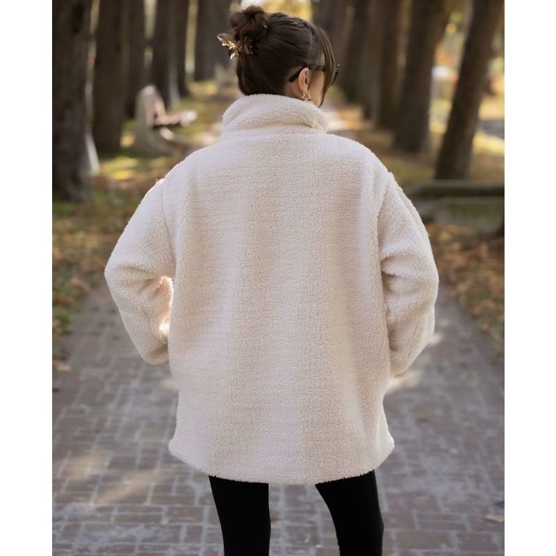 DAFIFY Damemote Uformelt Ensfarget Print Høst Vinter Langermet POLO Neck Jakker og kåper