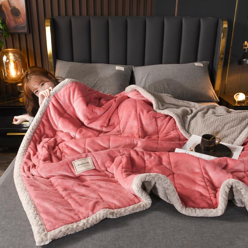 Thickened Three-Layer Milk Velvet Baby Blanket, Machine Washable Fleece Gift Cover