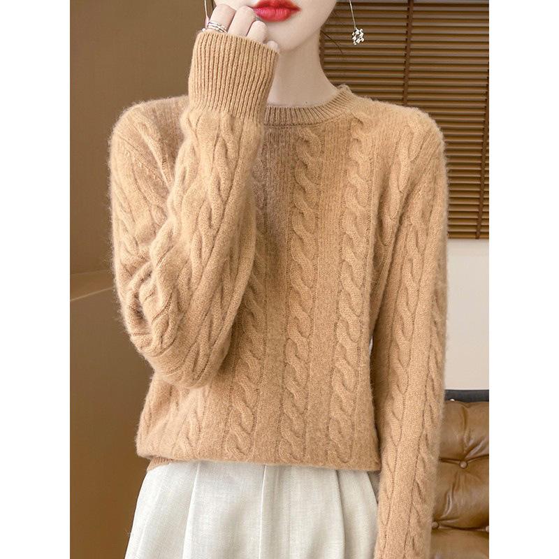 Γυναικείο Πουλόβερ 100% Καθαρού Μαλλιού, Στρογγυλή Λαιμόκοψη, Πυκνωμένο, Μαλακό Πουλόβερ - Ευέλικτη Μόδα για Φθινόπωρο και Χειμώνα