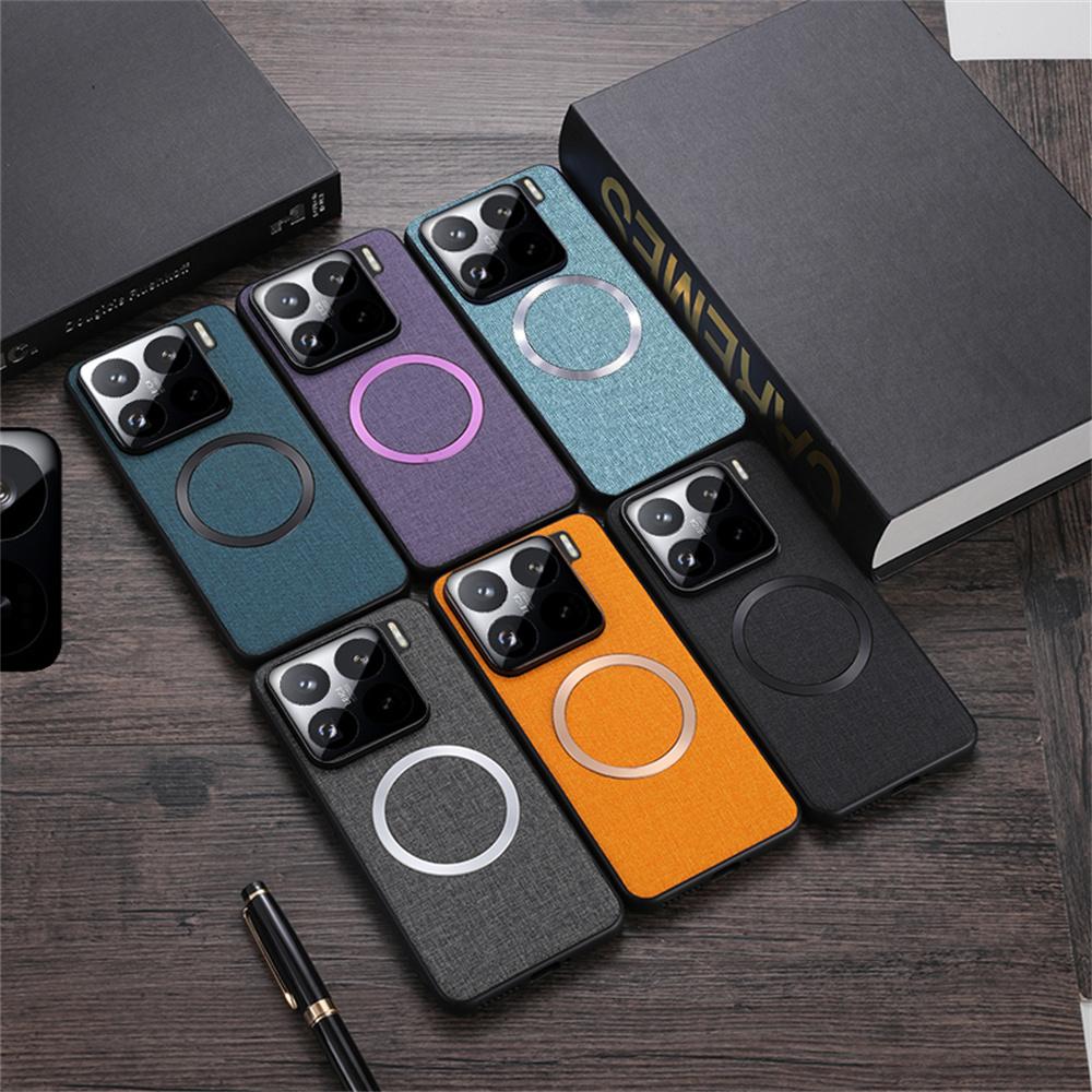 For Xiaomi 15 Case Drop-Proof TPU+Cloth Back Phone Cover Compatible with MagSafe