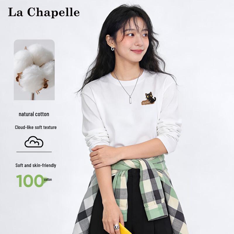 La Chapelle Women s Long Sleeve Cotton Graphic Tee M