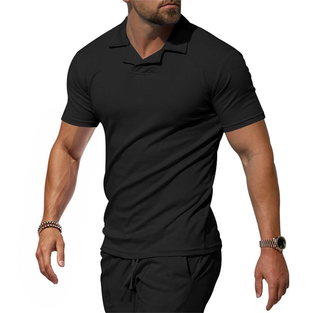 Men's Loose And Casual Solid-color Short-sleeved Shirt Top