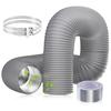 Exhaust Hose 100mm Suction Hose Ventilation Pipe Length 2.5m with 2 Hose Clips Aluminium Foil Tape for Air Conditioner