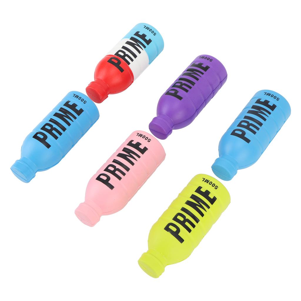 6pcs Water Bottle Squeezing Toy PU Foam Fidget Toy Colorful Squishy Stress Relief Beverage Bottle