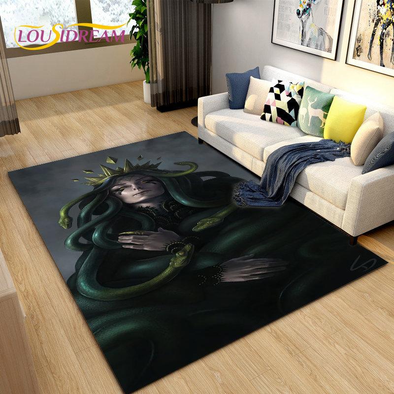 3D Medusa Snake Gorgon Area Rug Large,Carpet Rug for Living Room Bedroom Sofa Doormat Decoration,kids Play Non-slip Floor Mat