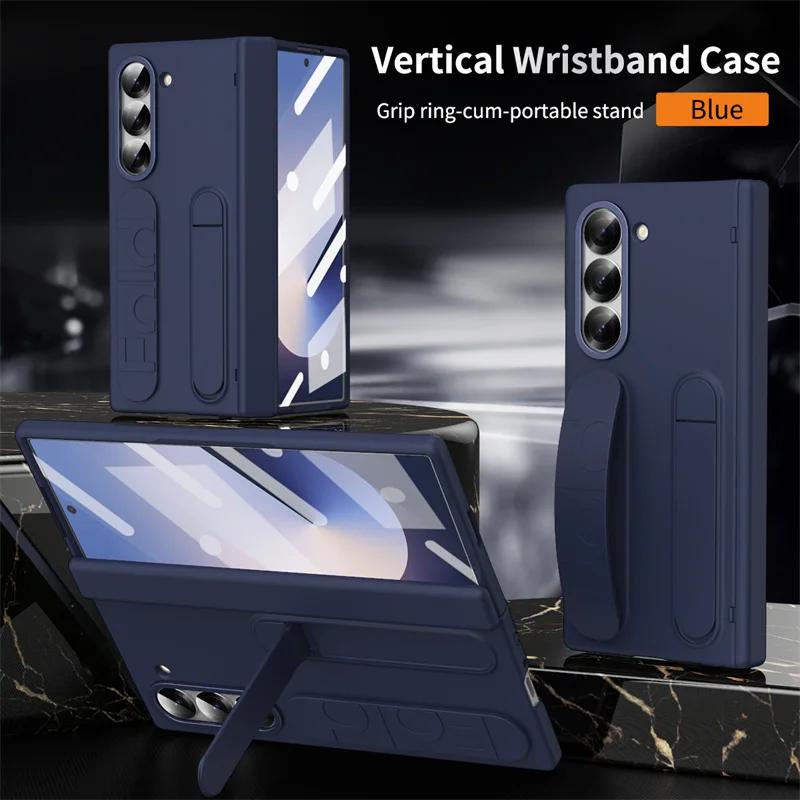 Pulseira Antiperda Business Suporte Oculto Capa Dobrável para Celular para Samsung Galaxy Z Fold 8 7 6 5 4 3 Proteção de Tela Capa Anti-queda