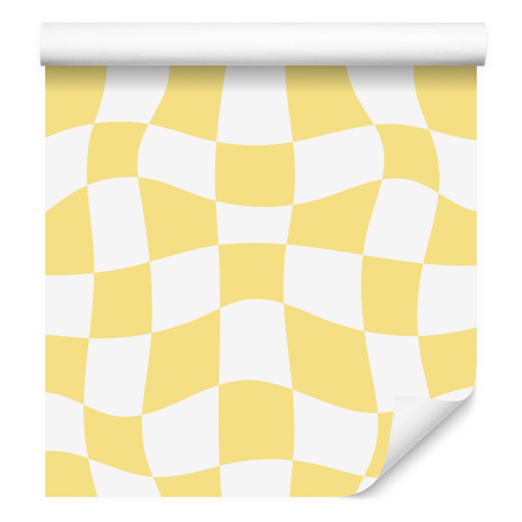 Casual Checkerboard Wallpaper Cream and White for Living Room and Bedroom 50x1000
