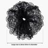 Elastic Pearl Lace Scrunchies Hair Bands Ponytail Holder Oversize Lace Hair Ties  for Meatball Head