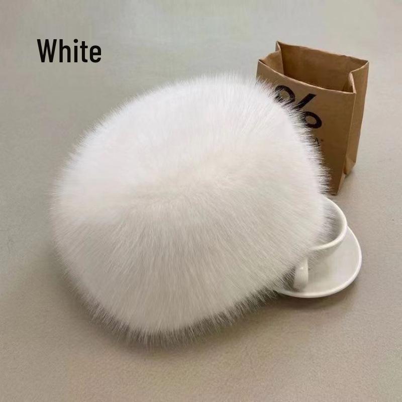 Trendy Women's Faux Fox Fur Bucket Hat with Ear Muffs - Stylish Korean Autumn/Winter Accessory