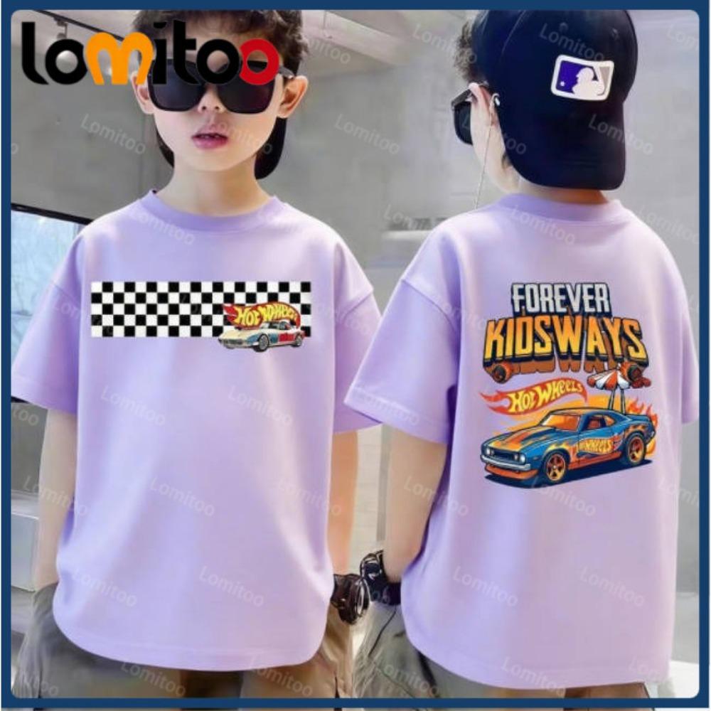 Fashionable and Casual Cute Cartoon Car Short Sleeved T-shirt for Boys and Girls