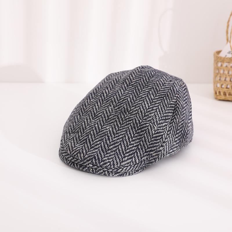 

Kids Herringbone Tweed Flat Cap Newsboy Beret Hat Unisex Toddler Child Ivy Gatsby Style Flat Cap Wool Flat Cap 2-5 Years Old One Size сірий