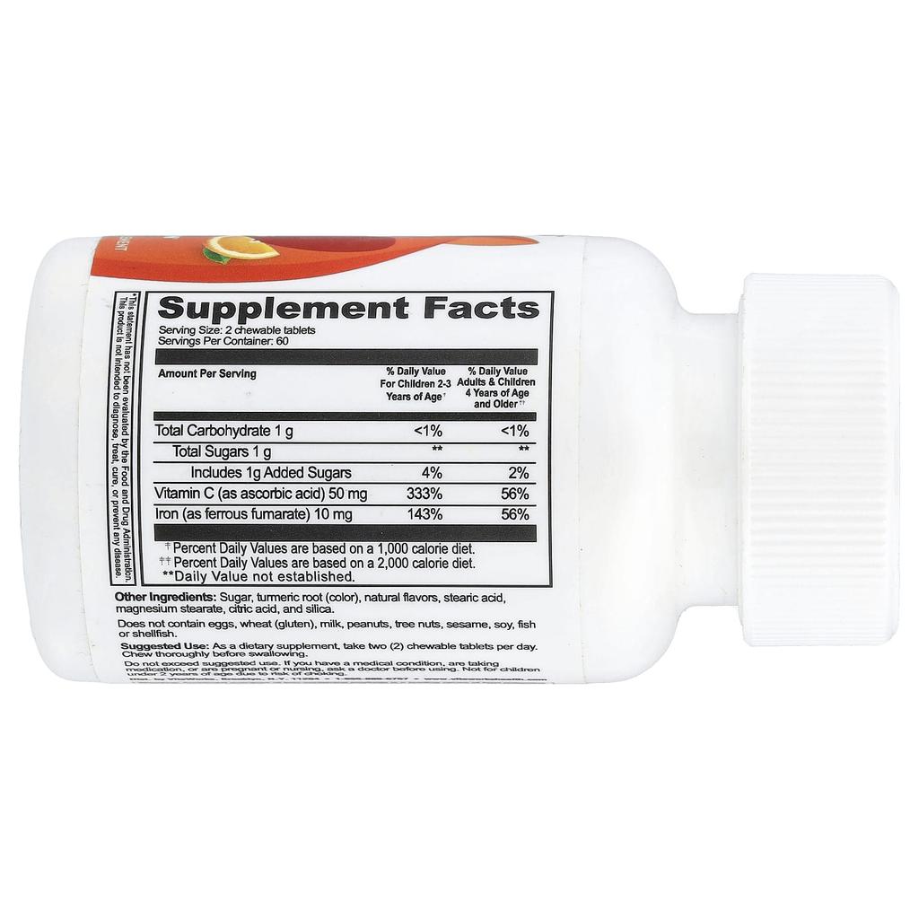 VitaWorks, Children's, Iron with Vitamin C, Orange, 120 Chewable Tablets