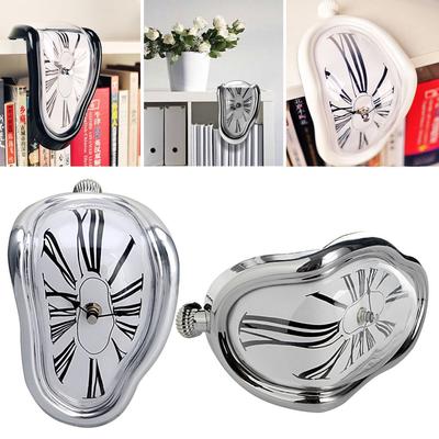 Novel Surreal Wall Decor Desktop Melting Clock Silent Roman Numerals Hanging Wall