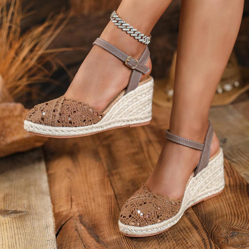 Hot Selling Fashion Closed Toe Wedge Sandals - Thick Sole, Waterproof Platform, Single Strap Espadrille Heel.