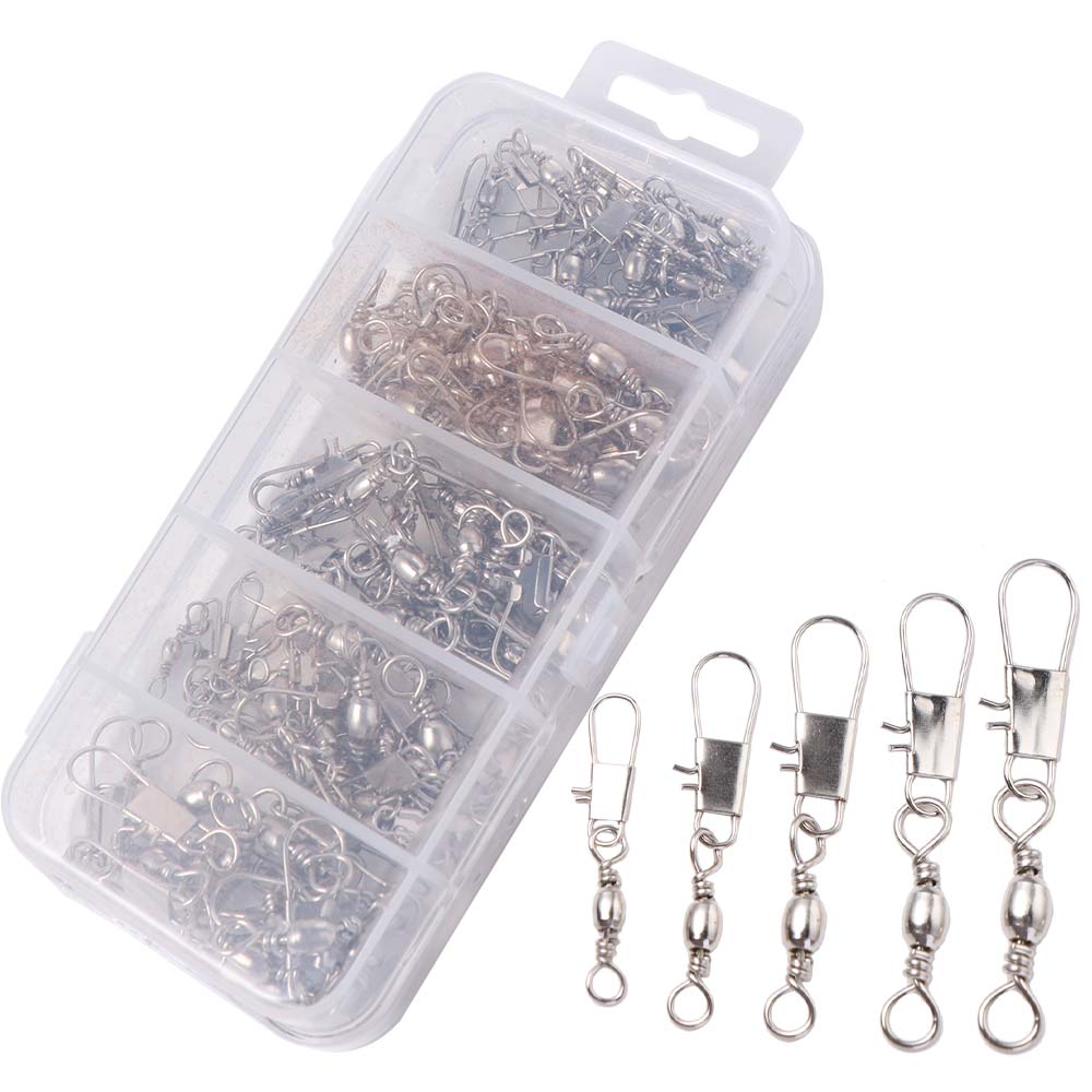 Stainless Steel Fishing Connector Pin High Strength Flexible Rotation Fishing Bearing Swivel Solid Rings Interlock