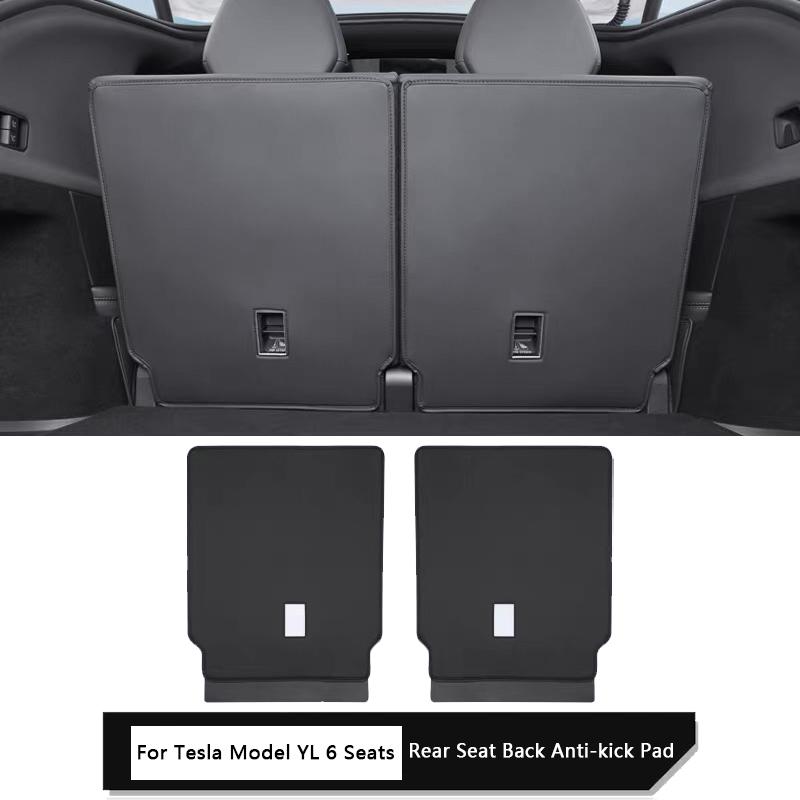 For Tesla Model YL 6-Seater Rear Trunk Mat Leather Full Coverage Cargo Liner Anti Dirty Mat Seat Backrest Protective Pad Cover
