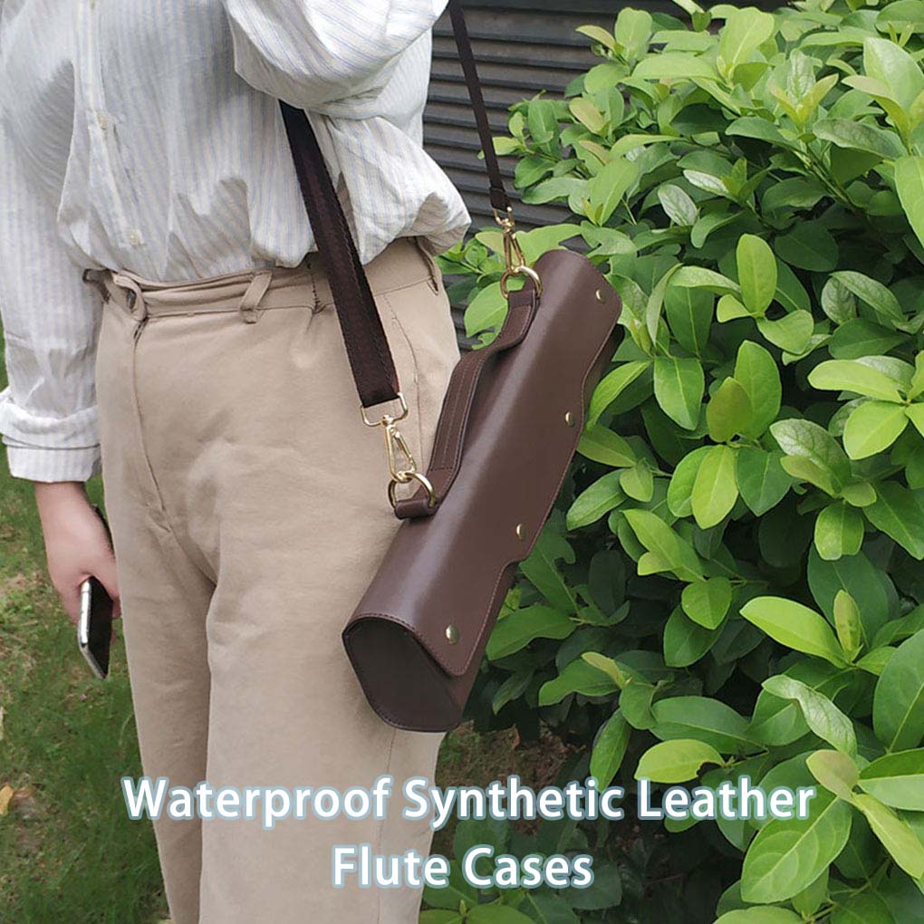 Flute Case Handbag Storage Bag Musical Synthetic Leather Lightweight Concert Shoulder Strap Exterior Pocket Accessories