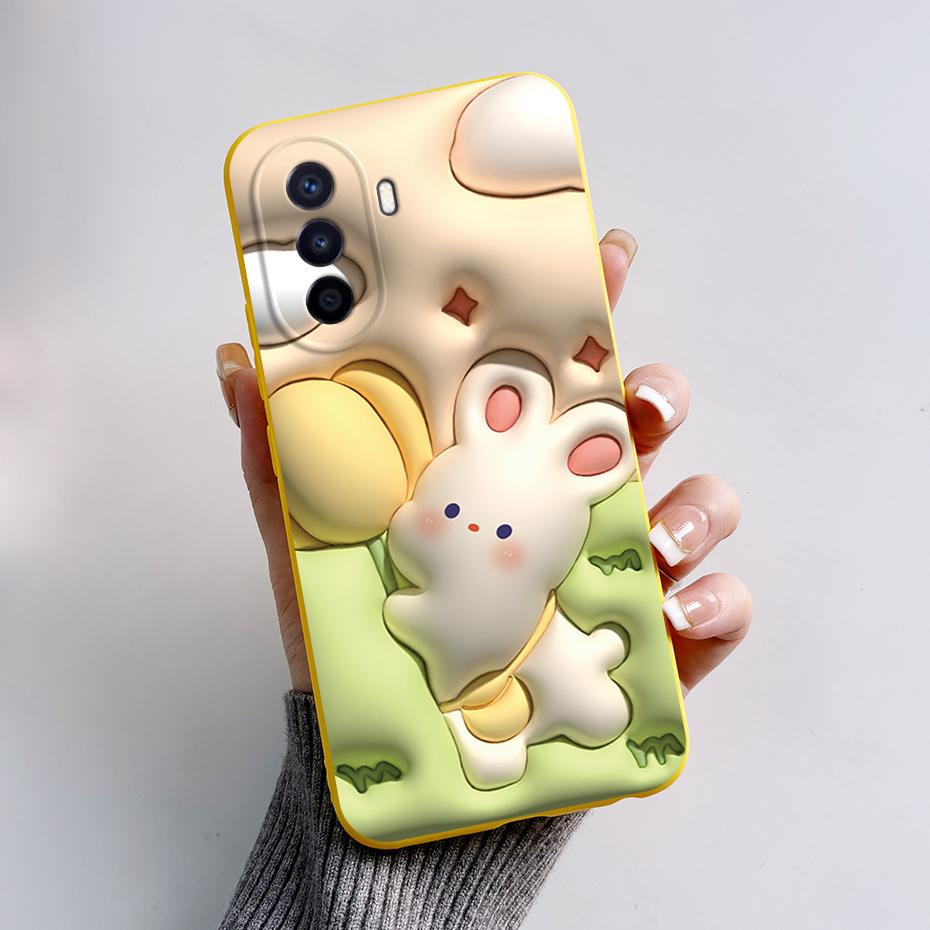 Silikon-Rückseite mit niedlichem Panda-Hasenmotiv für Huawei NOVA Y70 (6,75 Zoll).