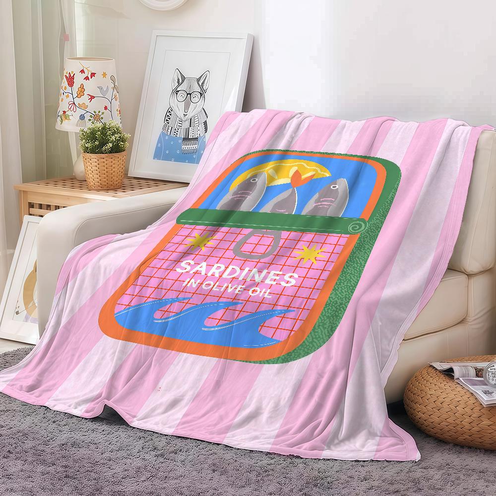 Sardines Fish Art Blanket Warm And Soft Suitable For Bedroom Living Room Sofa Bed Office Travel Camping