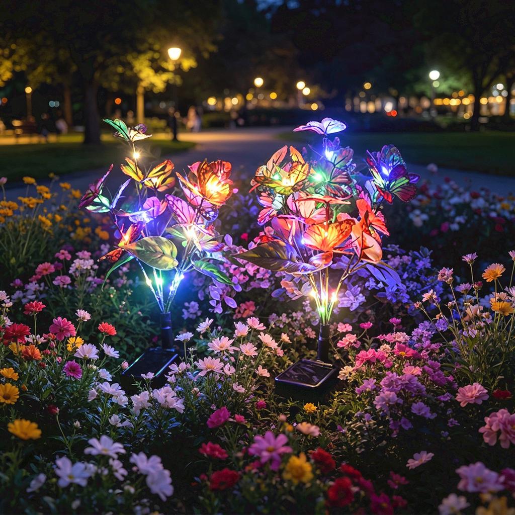 Solar Butterfly Flower Garden Light LED Outdoor Decorative Lawn Stake Light for Yard Patio Pathway Landscape Lighting