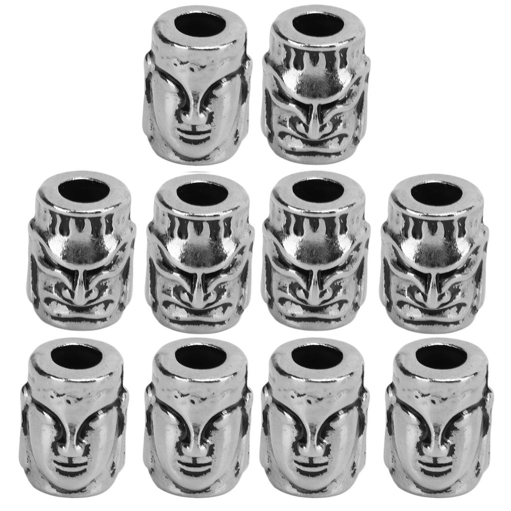 10pcs Metal Paracord Knife Lanyard Beads 6mm Hole for Bracelet Making Double Sided Type