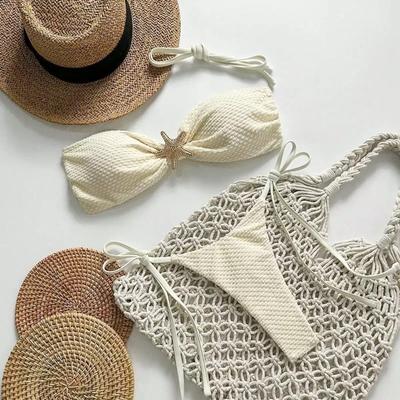 Costume da bagno Bikini Monocolore Bikini con Laccio Sexy Europeo e Americano Costume da Bagno Split Piccola Freschezza Stile Spiaggia Puro Desiderio