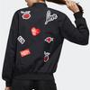Adidas Neo Stand Collar Sport Jacket With Heart Print On The Back Unisex Outerwear Black EH6505