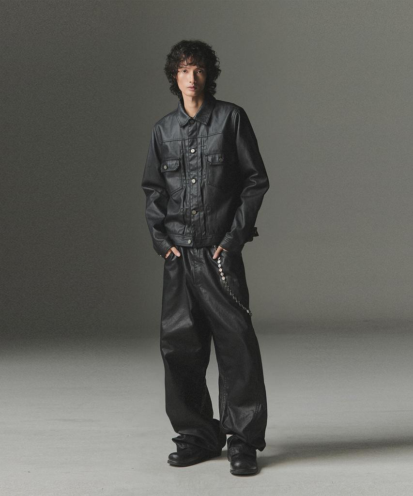 NOT4NERD Gecoate Gebogen Broek - Zwart