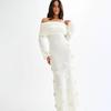 Off Shoulder Knitted Long Dresses Elegant Flowers Beach Maxi Dress Fashion Slim Party Dresses 2025 New Spring Lady Evening Gown