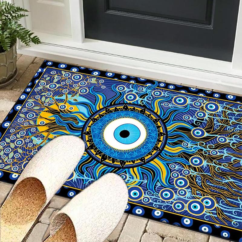 The Turkish Evil Eye Office Rug Chair Mat, Entryway Carpet, Suitable for Front Door, Bedroom, Living Room, Desk, Holiday Gift