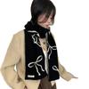 Blended knitted bow wool couple high-end small scarf women's Korean thickened warm versatile scarf