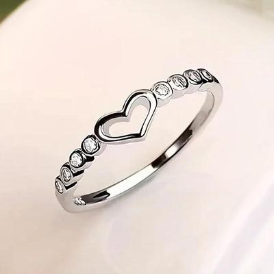 Korean Style Heart Zircon Ring for Women – Copper Fashion Jewelry