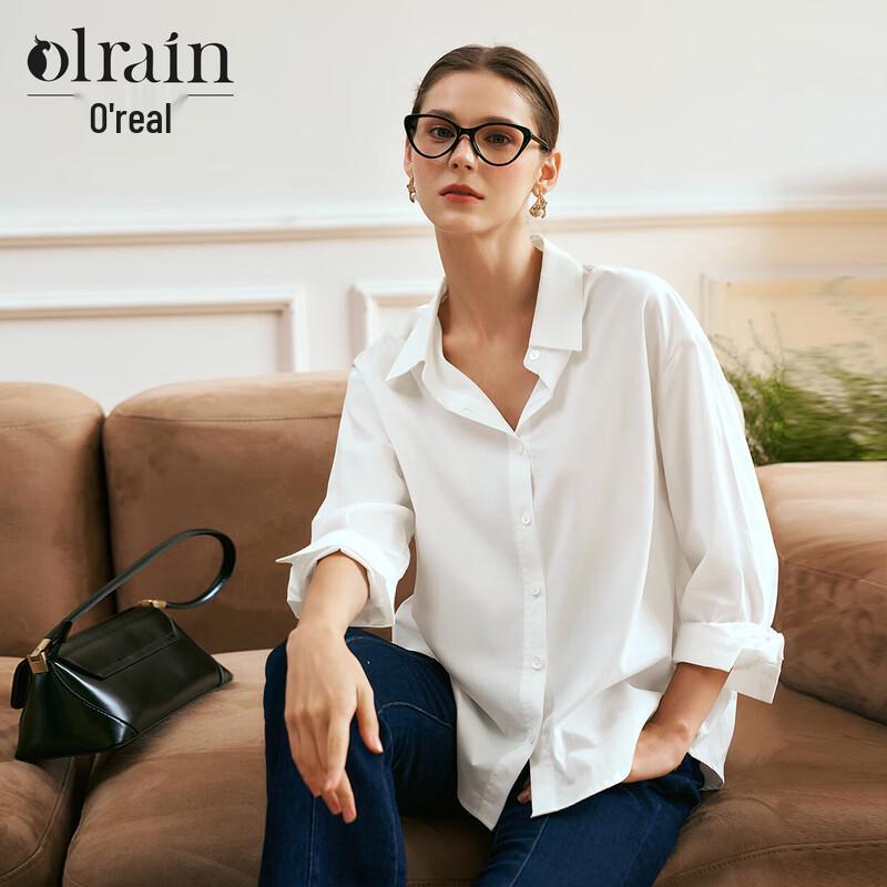 Olrain Women s Loose Commuter Long-Sleeve Shirt L