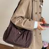Korean Nylon Shoulder Bags Fashion Simple Plaid Zipper Tote Drawstring Pleated Cloud Bags New Commuter Crossbody Shoulder Bag