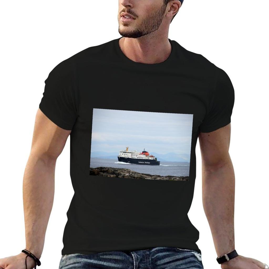 MV Clansman Arriving at Tiree T-Shirt Large Size Casual Tee Shirt