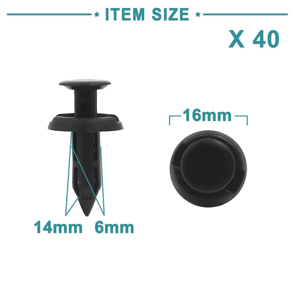 ACROPIX 40pcs Plastic Rivets Fender Fastener Fixing Clips Universal 6mm Diameter Hole Black