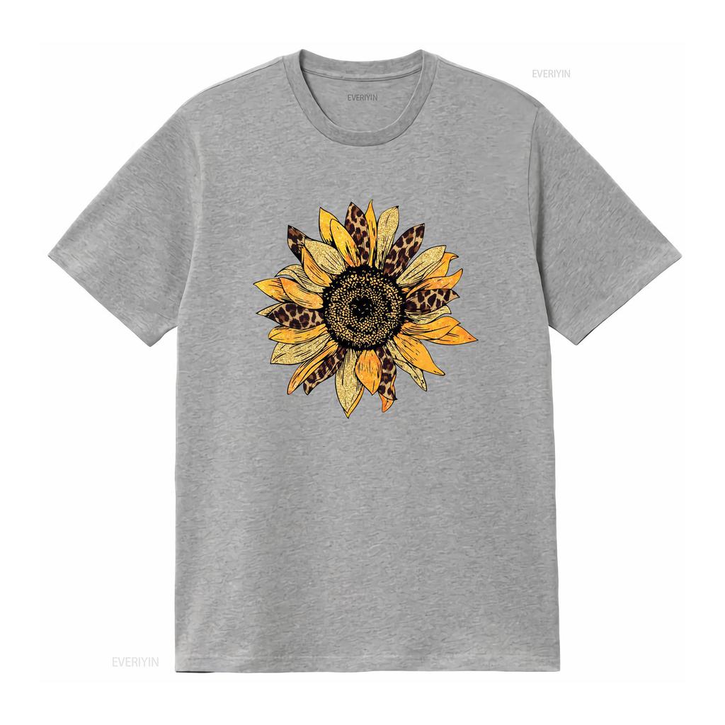 Leopard Sunflower T Shirt Print Botanical Mothers Day Gift Unisexs Flowers Vintage Breathable Comfortable Fashion
