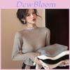 Ice Cream Color Knit Sweater For Women With Ribbed Turtleneck And Long Sleeves