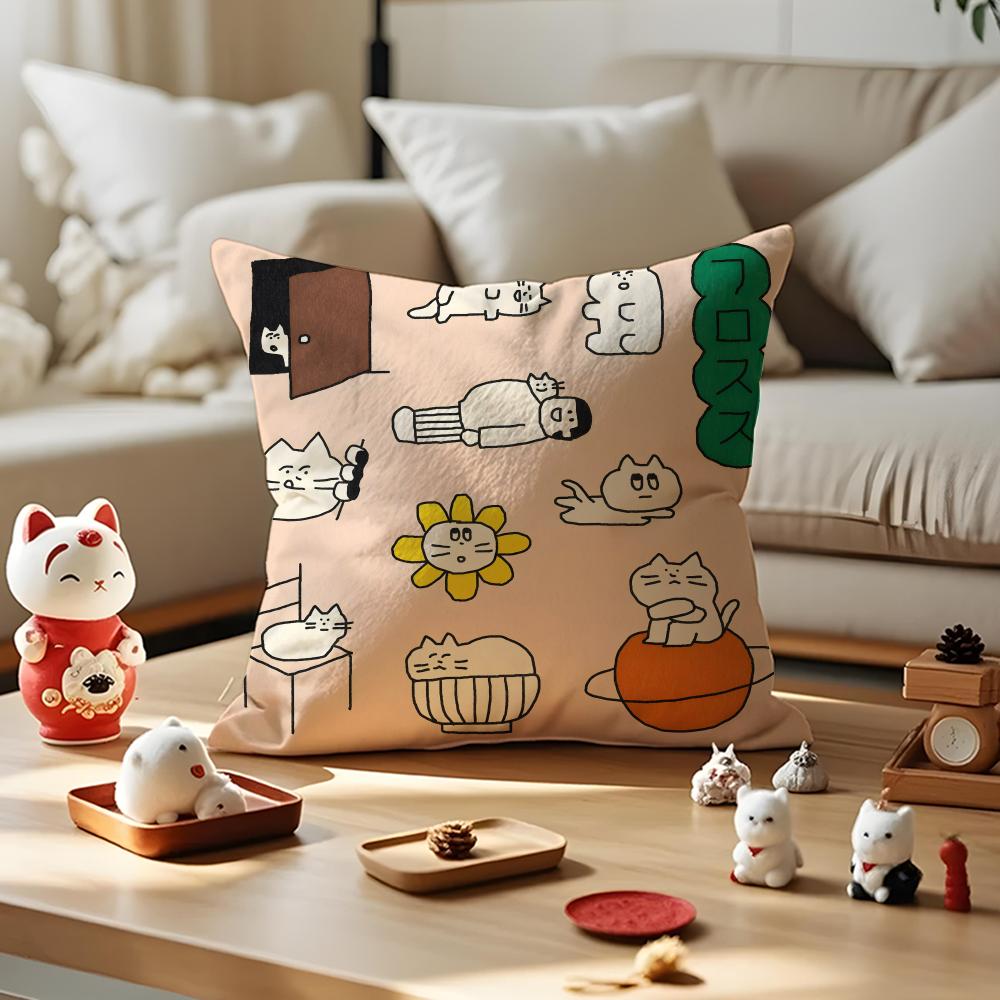 Gomatsu Cushion Cover Anti-dustmite Pillowcase Invisible Zipper Silky Short Plush Sofa Cushion Cover