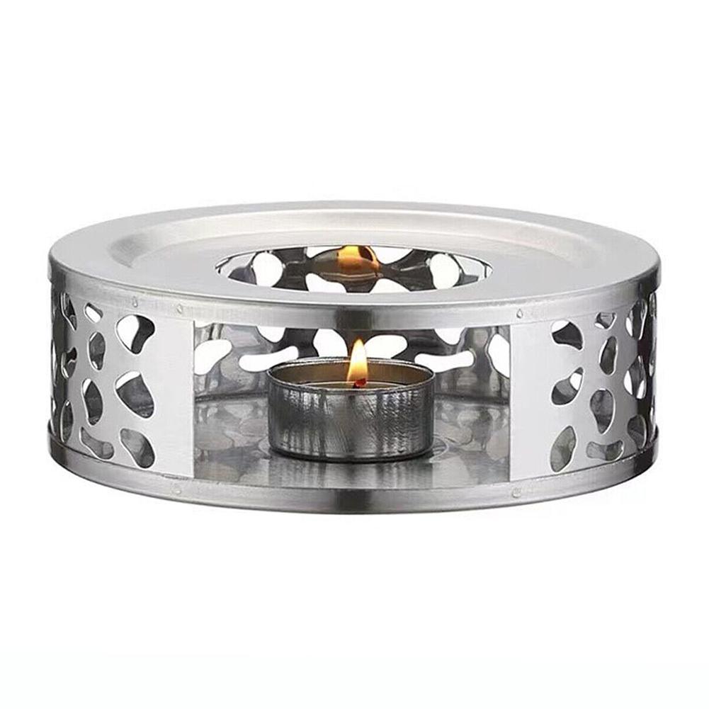 Tea Warmer Household Tea Coffee Milk Stand Round Base Candle Heater Hollow Out Steel Heater Stand For Teapot Cups
