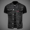 European Station Motorcycle Denim Vest Men's Sleeveless Denim Jacket Fashion Trend Men's Jacket Slim Jacket