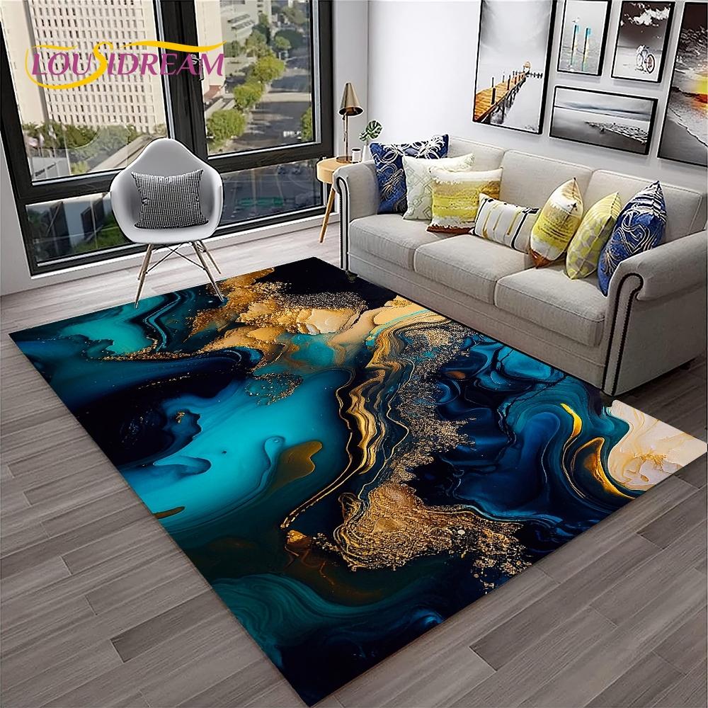 3D Illusion Fluid Colour Irregular Marble HD Carpet Rug for Home Living Room Sofa Doormat Decor,kids Area Rug Non-slip Floor Mat