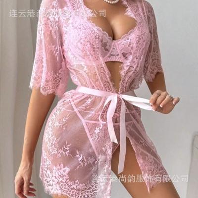 Europäische und amerikanische Sex-Unterwäsche Damen sexy Verführung Spitze Nachthemd Unterwäsche Netz-Pyjama (nur Kleid)