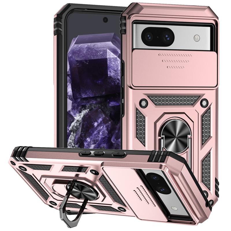 For Google Pixel 8A Case Car Magnetic Holder Ring Phone Case For Google Pixel 8 9 Pro Slide Camera Shockproof Armor Back Cover