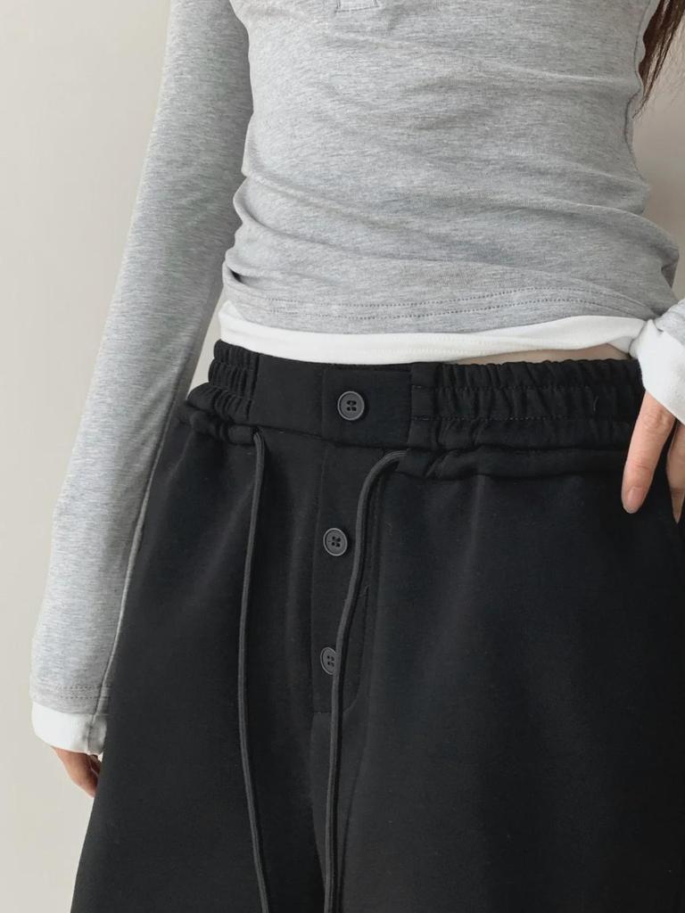 Dorothy Women's Korean Retro Wide-Leg Sweatpants with Elastic Waist and Drawstring