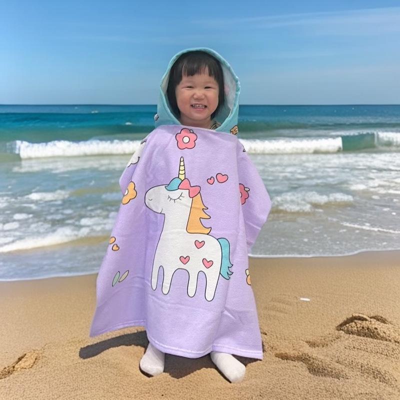 Children's Microfiber Hooded Bath Towel Cloak - Quick-Dry & Absorbent