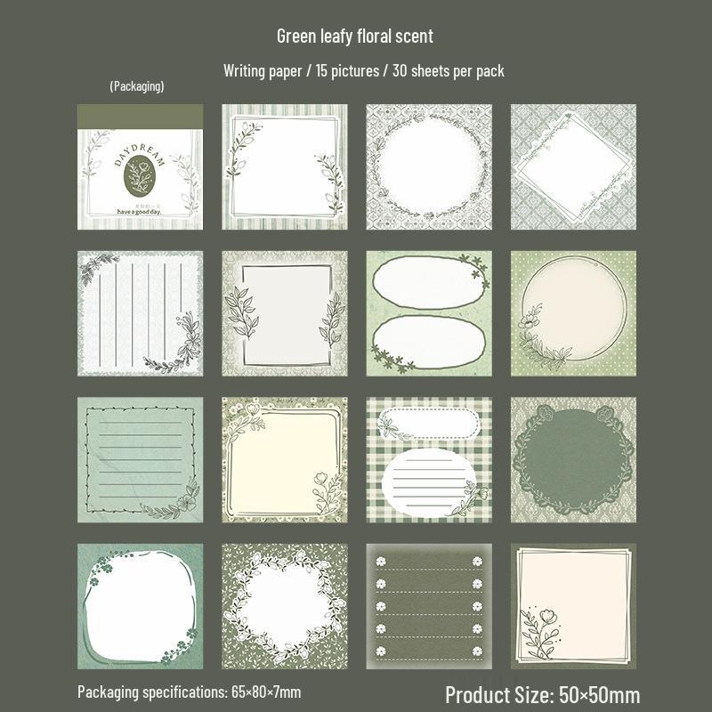 Beautiful Day Reverie Series Retro Sticky Notes Book, 30 Sheets in 4 Styles, for Journaling & Decoration
