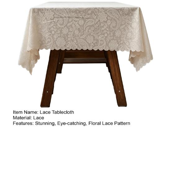 Lace Tablecloth, Wedding Rectangular Table Cloth, Vintage Embossed Floral Lace Table Cover for Tea Party Reception Home Decor